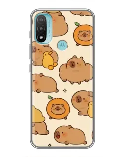 Чехол для Motorola MOTO E20 с картинкой «Капибары с апельсинами»