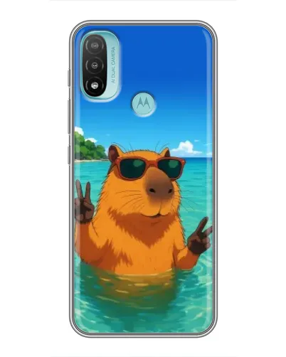 Чехол для Motorola MOTO E20 с картинкой «Морская капибара»