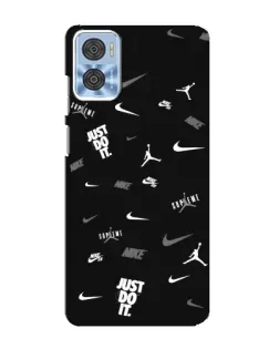 Чехол для Motorola MOTO E22 с картинкой «Nike Black Pattern»