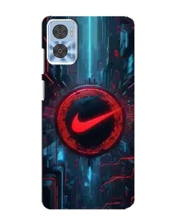 Чехол для Motorola MOTO E22 с картинкой «Техногенный стиль Nike»