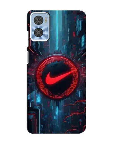 Чехол для Motorola MOTO E22 с картинкой «Техногенный стиль Nike»
