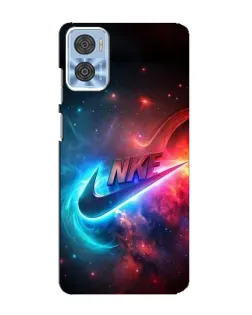 Чехол для Motorola MOTO E22 с картинкой «Огненный логотип Nike»