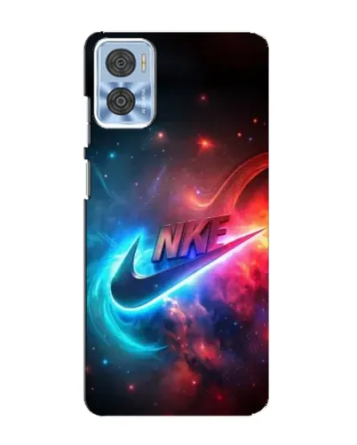 Чехол для Motorola MOTO E22 с картинкой «Огненный логотип Nike»