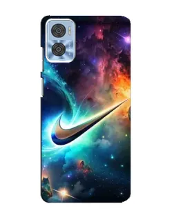 Чехол для Motorola MOTO E22 с картинкой «Космический Nike Swoosh»