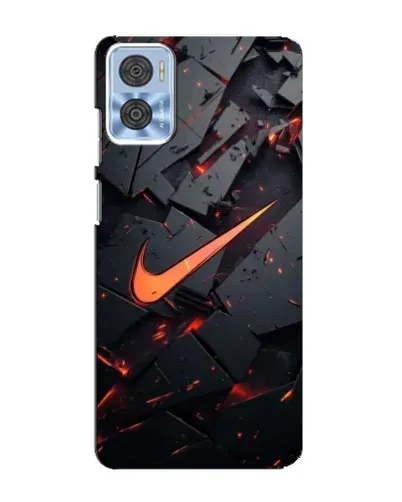 Чехол для Motorola MOTO E22 с картинкой «Nike — эффект разломов»