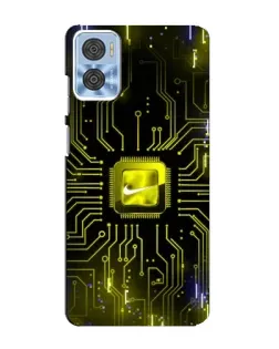 Чехол для Motorola MOTO E22 с картинкой «Nike — золотая искра»
