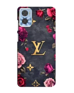 Чехол для Motorola MOTO E22 с картинкой «Цветочный Louis Vuitton»
