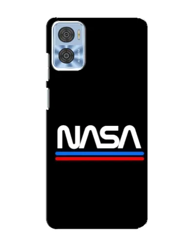 Чехол для Motorola MOTO E22 с картинкой «NASA — классика Red Blue»