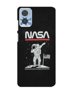Чехол для Motorola MOTO E22 с картинкой «NASA — шагаем по Луне»