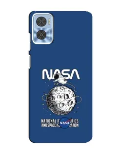 Чехол для Motorola MOTO E22 с картинкой «NASA — лунная миссия»
