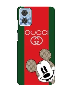 Чехол для Motorola MOTO E22 с картинкой «Gucci — полосы и Микки»