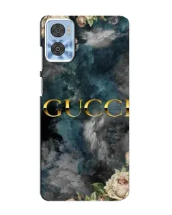 Чехол для Motorola MOTO E22 с картинкой «Абстрактные цветы Gucci»