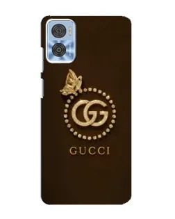 Чехол для Motorola MOTO E22 с картинкой «Gucci — золотая бабочка»
