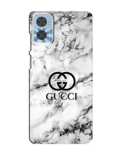 Чехол для Motorola MOTO E22 с картинкой «Gucci — мраморный шик»