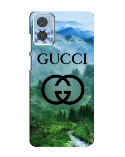 Чехол для Motorola MOTO E22 с картинкой «Gucci — горный пейзаж»