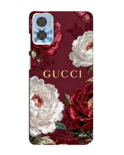 Чехол для Motorola MOTO E22 с картинкой «Gucci — бордовые розы»