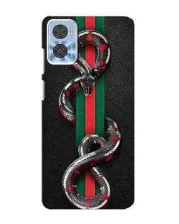Чехол для Motorola MOTO E22 с картинкой «Gucci — змея на полосе»