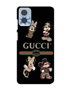 Чехол для Motorola MOTO E22 с картинкой «Gucci — герои Disney и монограмма»