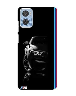 Чехол для Motorola MOTO E22 с картинкой «Силуэт BMW в темноте»
