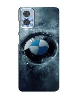 Чехол для Motorola MOTO E22 с картинкой «Логотип BMW — лед»