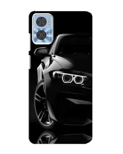 Чехол для Motorola MOTO E22 с картинкой «Черная BMW — профиль»