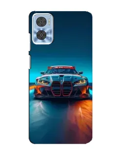 Чехол для Motorola MOTO E22 с картинкой «BMW — огни неона»