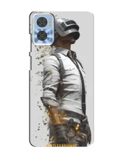 Чехол для Motorola MOTO E22 с картинкой «PUBG — боец в пыли»