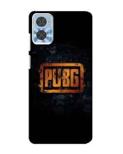 Чехол для Motorola MOTO E22 с картинкой «PUBG — золотой логотип»
