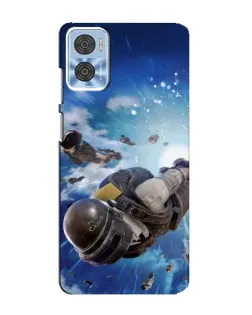 Чехол для Motorola MOTO E22 с картинкой «Десант PUBG — прыжок»