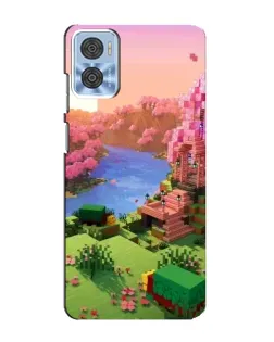 Чехол для Motorola MOTO E22 с картинкой «Розовое дерево Minecraft»