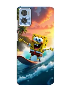 Чехол для Motorola MOTO E22 с картинкой «Губка Боб серфингист»