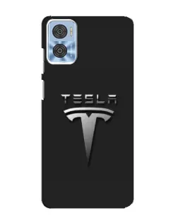 Чехол для Motorola MOTO E22 с картинкой «Стальной логотип Tesla»