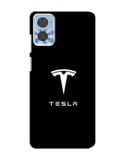 Чехол для Motorola MOTO E22 с картинкой «Tesla White Logo»