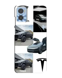 Чехол для Motorola MOTO E22 с картинкой «Коллаж Cybertruck Tesla»