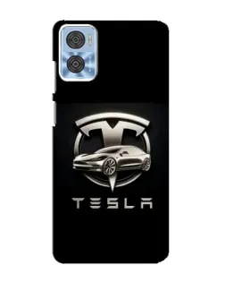 Чехол для Motorola MOTO E22 с картинкой «Tesla — серебристое авто»