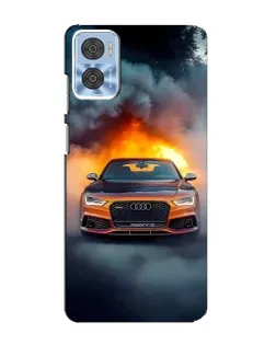 Чехол для Motorola MOTO E22 с картинкой «Audi в огненном дыму»