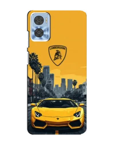Чехол для Motorola MOTO E22 с картинкой «Желтый Lamborghini город» Чехол для Motorola MOTO E22 с картинкой «Желтый Lamborghini город»