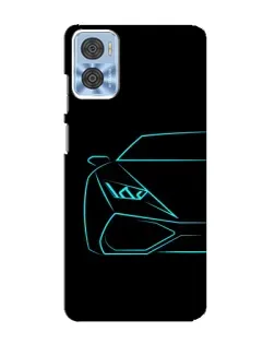 Чехол для Motorola MOTO E22 с картинкой «Голубой силуэт Lamborghini»