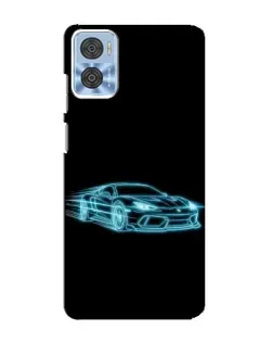 Чехол для Motorola MOTO E22 с картинкой «Неоновый контур Lamborghini»
