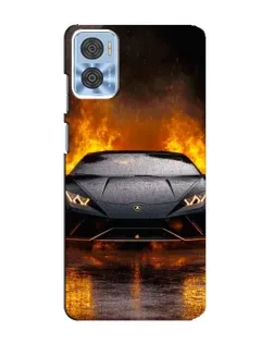 Чехол для Motorola MOTO E22 с картинкой «Lamborghini в огне»