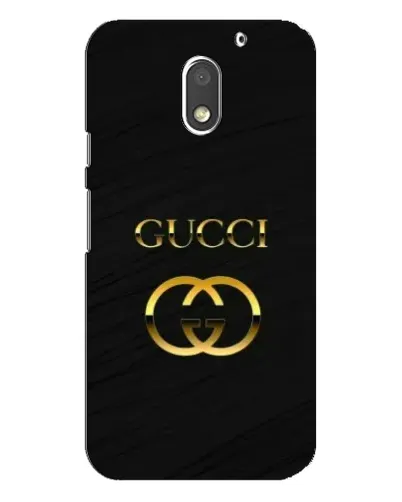 Чехол для Motorola MOTO E3 с картинкой «Золотой логотип Gucci»