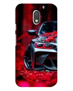 Чехол для Motorola MOTO E3 с картинкой «Спортивная BMW и цветы»