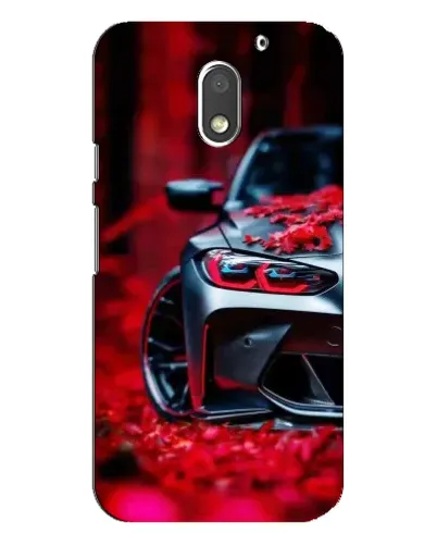 Чехол для Motorola MOTO E3 с картинкой «Спортивная BMW и цветы»