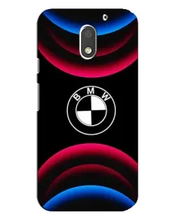 Чехол для Motorola MOTO E3 с картинкой «Логотип BMW и неоновые дуги»