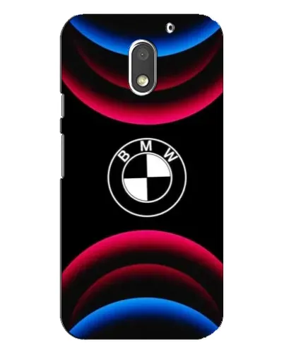 Чехол для Motorola MOTO E3 с картинкой «Логотип BMW и неоновые дуги»