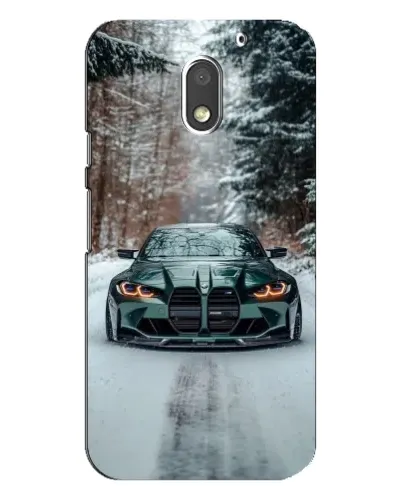 Чехол для Motorola MOTO E3 с картинкой «BMW в зимнем лесу»