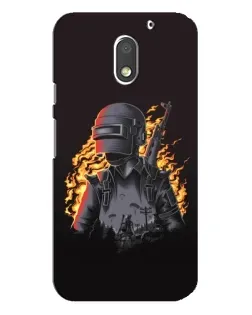 Чехол для Motorola MOTO E3 с картинкой «PUBG — огненный силуэт»