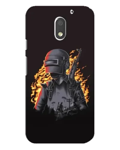 Чехол для Motorola MOTO E3 с картинкой «PUBG — огненный силуэт»