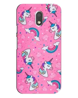 Чехол для Motorola MOTO E3 с картинкой «Unicorn паттерн розовый»