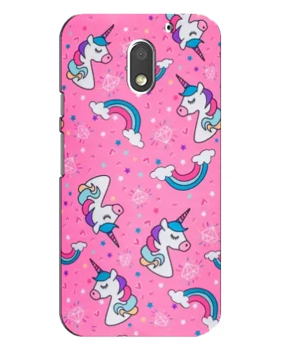 Чехол для Motorola MOTO E3 с картинкой «Unicorn паттерн розовый»
